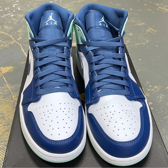 Nike Air Jordan 1 Mid Blue Mint 554724-413 10 Retro Tiffany Igloo Green Navy - Picture 4 of 10